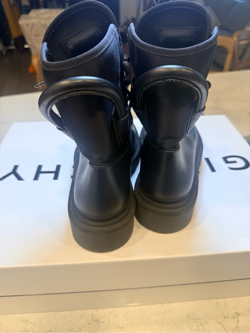 Givenchy Black Combat Rain Boots Lug Sole Size 41 - Picture 4 of 9